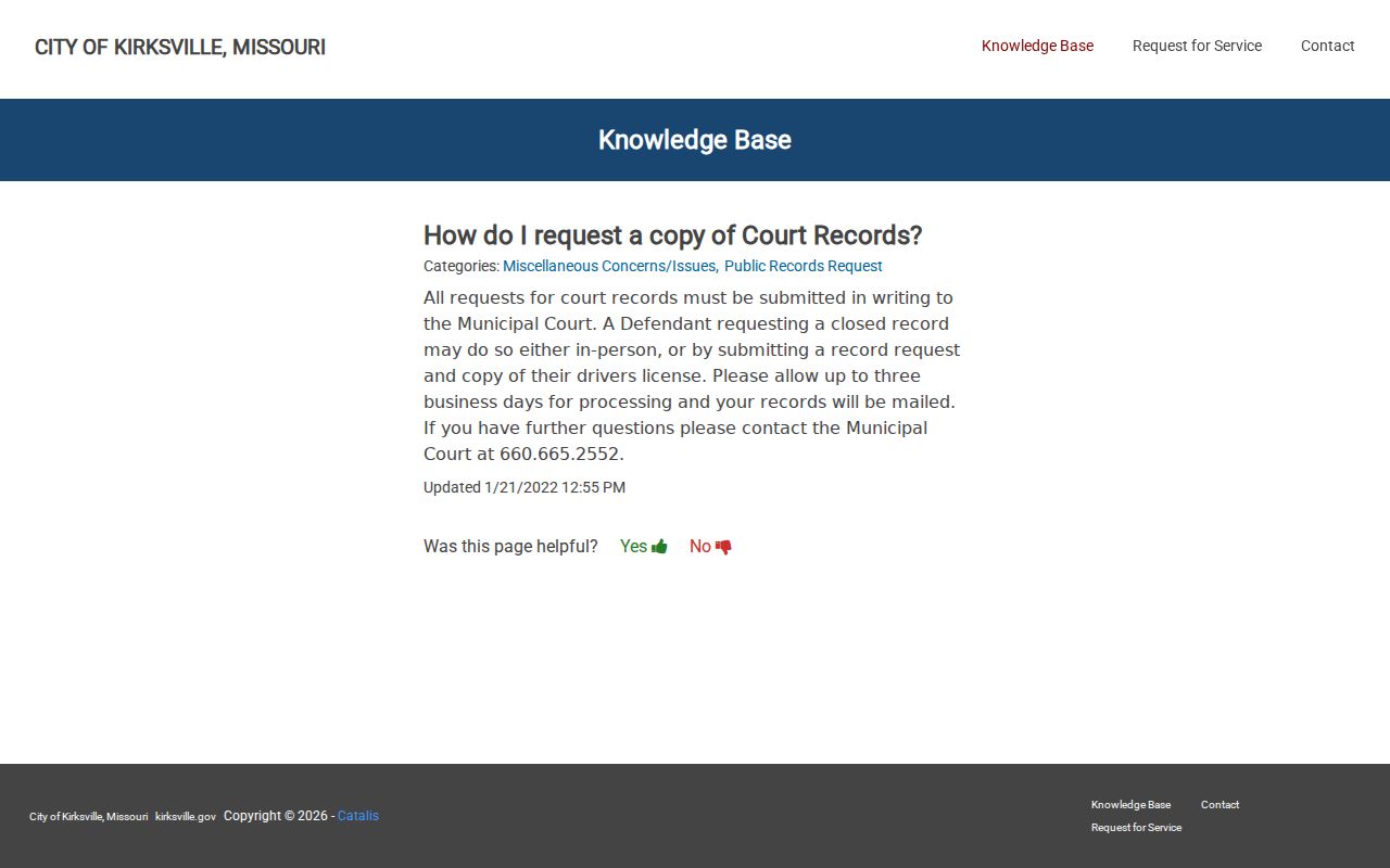 Kirksville court records request and parking payment information