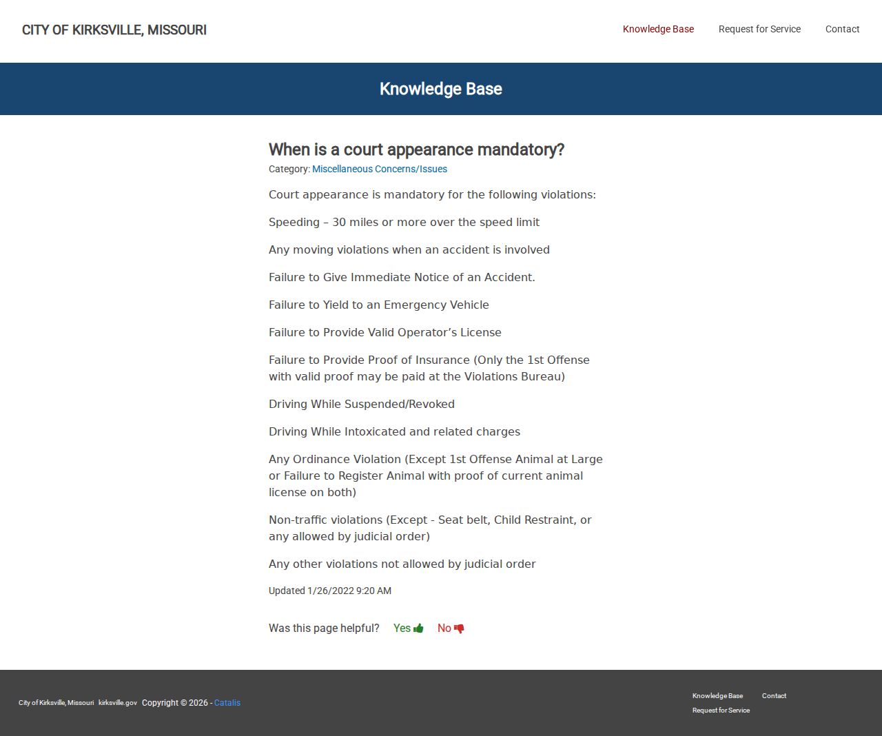 Kirksville court records mandatory appearance instructions